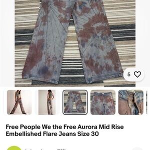 Free People We the Free Aurora Mid Rise Flare Jeans - Gray and Brown